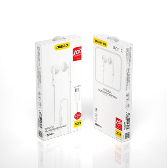 DUDAO Slušalke X3B s kablom USB-C 1,2 m bele barve - odprodaja