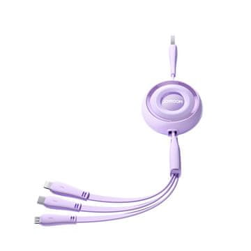 Joyroom 3v1 Zvit kabel Colorful Series USB-A na USB-C / iPhone Lightning / microUSB 1 m vijoličen