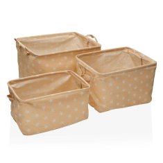 Versa Komplet zložljivih organizacijskih škatel Versa rect stars Beige Polyester Fusion 3 kosi