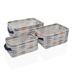 Versa Komplet košar Versa Pravokotne ribe 28 x 18 x 14 cm Poliester Tekstil