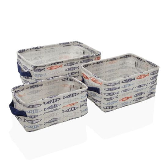 Versa Komplet košar Versa Pravokotne ribe 28 x 18 x 14 cm Poliester Tekstil