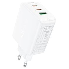 AceFast GaN 2x USB-C USB-A PPS PD QC4+ 65W hitri polnilec bele barve
