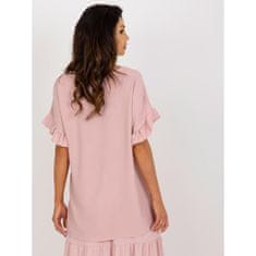 ITALY MODA Ženska bluza s kratkimi rokavi oversize BORISA svetlo roza DHJ-BZ-8336.04_398059 Univerzalni
