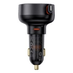 BASEUS Avtomobilski polnilnik z navijalnim kablom za iPhone Lightning USB-C 60 W, črn