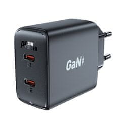 AceFast Hitri omrežni polnilnik GaN 35 W PD 2x USB-C črn