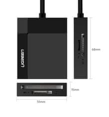 Ugreen Čitalnik pomnilniških kartic SD / micro SD / CF / MS USB 3.0 vtič - črn