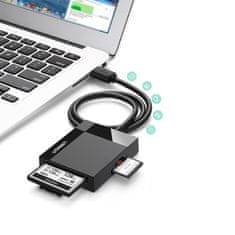 Ugreen Bralnik pomnilniških kartic SD / micro SD / CF / MS vtič USB 3.0 - črn