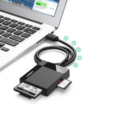 Ugreen Čitalnik pomnilniških kartic SD / micro SD / CF / MS USB 3.0 vtič - črn
