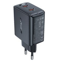 AceFast Hitri omrežni polnilnik GaN 35 W PD 2x USB-C črn