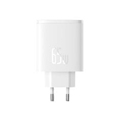 BASEUS Mrežni polnilnik GaN Cube Pro 65 W 2x USB-C USB-A bel