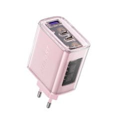 AceFast GaN omrežni polnilnik 65 W, 3 vrata, 1x USB, 2x USB-C, siv