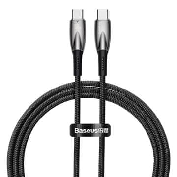 shumee Trpežen fleksibilen kabel za hitro polnjenje USB-C 100 W 1 m črne barve