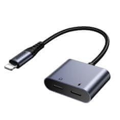 Joyroom 2v1 adapter za iPhone polnilnik + slušalke Lightning / 2x Lightning črna