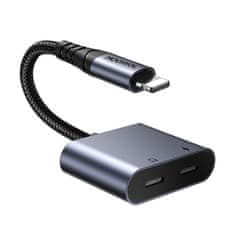 Joyroom 2v1 adapter iPhone polnilec + slušalke Lightning / 2x Lightning črna