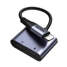Joyroom 2v1 adapter iPhone polnilec + slušalke Lightning / 2x Lightning črna