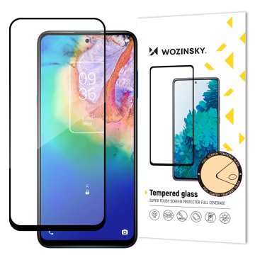 WOZINSKY Trdno kaljeno steklo 9H za celoten zaslon TCL 20 5G z okvirjem Case Friendly črne barve