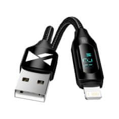 WOZINSKY Kabel iPhone USB-A - Lightning s prikazovalnikom LED 2,4A 2m črn