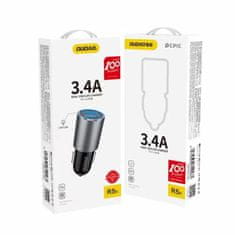 DUDAO R5s avtomobilski polnilec z osvetlitvijo 2x USB 3,4A sive barve