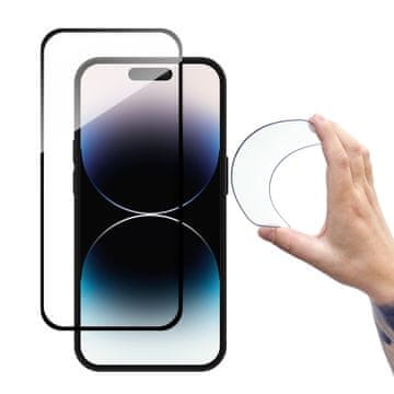 WOZINSKY Kaljeno steklo za iPhone 14 Pro prilagodljiv zaslon s črnim okvirjem Popolni pokrov Flexi Nano Glass