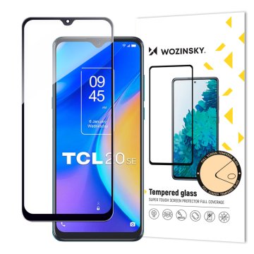 WOZINSKY Trdno kaljeno steklo 9H za celoten zaslon TCL 20 SE z okvirjem Case Friendly črne barve