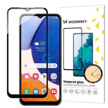 shumee 9H Celozaslonsko kaljeno steklo za Samsung Galaxy A14 5G / A14 s polnim lepilnim črnim okvirjem