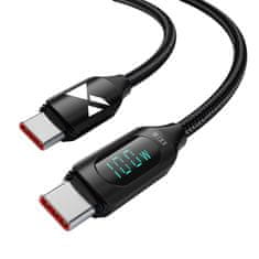 WOZINSKY Kabel USB-C s prikazovalnikom LED PD 100W 1m črn