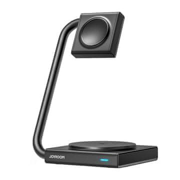 Joyroom 2v1 Indukcijski polnilnik za uro in pametni telefon 15 W MagSafe Qi zložljiv črn