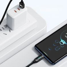 WOZINSKY Kabel USB-A - USB-C z LED-zaslonom 66 W 6 A 2 m črn