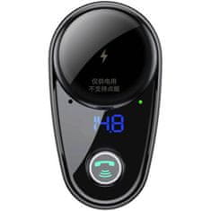 BASEUS Avtomobilski FM-oddajnik in polnilec 2 v 1 Bluetooth za 2x USB črn