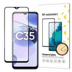 WOZINSKY Trpežno kaljeno steklo 9H za celoten zaslon Realme C35 z okvirjem Case Friendly črno