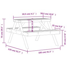 Vidaxl Piknik miza 105x134x75 cm impregnirana borovina