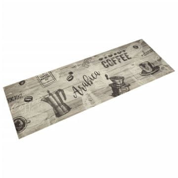 Vidaxl vidaXL Kuhinjska preproga z vzorcem kavne barve, siva, 60x180 cm, žamet