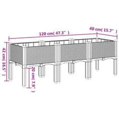 Vidaxl Cvetlično korito z nogami belo 120x40x42 cm PP