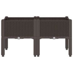 Vidaxl Cvetlično korito z nogami rjavo 80x40x42 cm PP