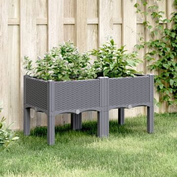 Vidaxl vidaXL Vrtni sadilnik z nogami, siv, 80x40x42 cm, PP