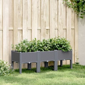 Vidaxl vidaXL Vrtni sadilnik z nogami, siv, 120x40x42 cm, PP