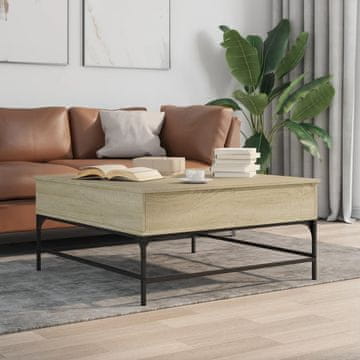 shumee Klubska mizica sonoma hrast 95x95x45 cm inženir. les in kovina
