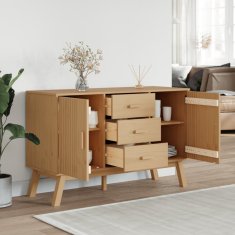 Greatstore Komoda OLDEN rjava 114x43x73,5 cm trdna borovina