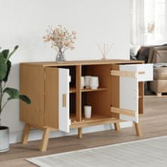 Greatstore Komoda OLDEN bela in rjava 114x43x73,5 cm trdna borovina