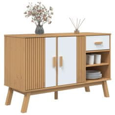 Greatstore Komoda OLDEN bela in rjava 114x43x73,5 cm trdna borovina