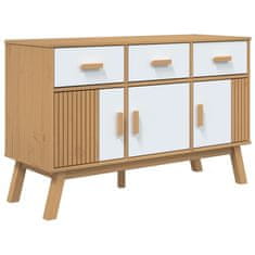 Greatstore Komoda OLDEN bela in rjava 114x43x73,5 cm trdna borovina
