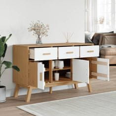 Greatstore Komoda OLDEN bela in rjava 114x43x73,5 cm trdna borovina
