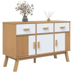 Greatstore Komoda OLDEN bela in rjava 114x43x73,5 cm trdna borovina