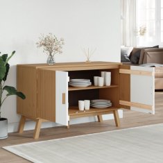 Greatstore Komoda OLDEN bela in rjava 114x43x73,5 cm trdna borovina