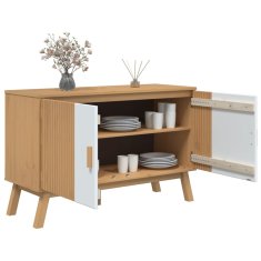 Greatstore Komoda OLDEN bela in rjava 114x43x73,5 cm trdna borovina