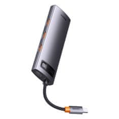 BASEUS 8v1 HUB adapter StarJoy USB-C na USB-C PD 3x USB-A HDMI RJ-45 SD TF siva
