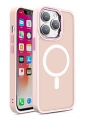 HURTEL Magnetni etui z MagSafe za iPhone 15 Pro Max z odprtinami za trak, roza