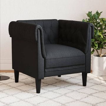 Vidaxl vidaXL Fotelj Chesterfield, črne barve, oblazinjenje iz blaga