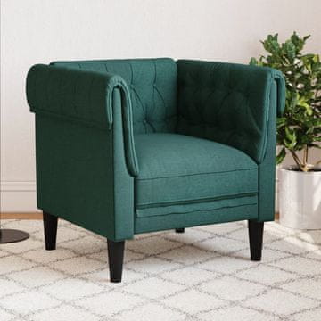 Vidaxl vidaXL Chesterfield fotelj, temno zelen, oblazinjen s tkanino