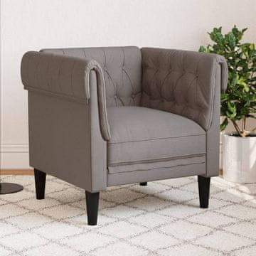 Vidaxl vidaXL Fotelj Chesterfield, taupe, oblazinjenje iz blaga
